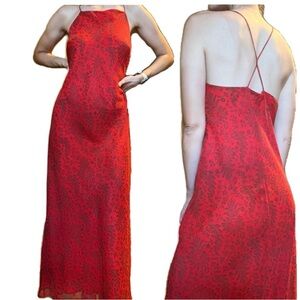 Vintage Ann Taylor Loft slinky red maxi dress